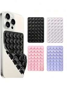 硅胶吸盘支架套装 4 件装，经典双面 40 个硅胶吸盘，手持自拍杆/支架，多功能粘性手机支架，可重复使用粘垫，用于手机支架或握持，方便自拍、视频等。易于粘贴，易于清洁，兼容 和安卓系统。非常适合淋浴时视频录制和摄影。节日礼物，手机配件，情人节礼物。 - 彩色 - 查看 10