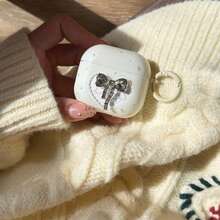 White Bow Earphone Case, Compatible With Apple 1/2/3/4/Pro/Pro2/Pro3 Protective Case, Luxury Rhinestone Anti-Drop Earphone Protective Cover - White - View 11