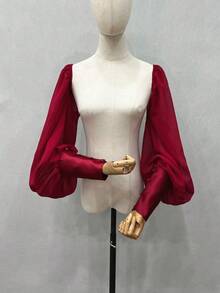 1pc White Chiffon Puff Sleeve Long Bridal Decorative Sleeve Cuffs With Elastic - Multicolor - View 21