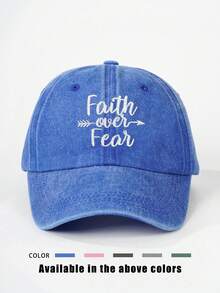 1pc Embroidered "Faith Over Fear" Washed Baseball Cap, Adjustable Outdoor Sun Protection Casual Hat Suitable For Spring/Autumn Travel, Beach, Y2K Style For Youth - Baseball Cap - View 14