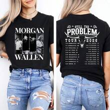 Morgans Wallen Still The Problem Tour 2026 Shirt, Comfort Country Music Tee, Vintage Morgans Wallen Shirt, Fan Gift Top - 黑色 - 查看 1