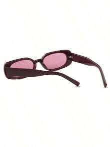 1 Pair Women's Burgundy Oval PC Frame Solid Color Retro Small Frame Personalized Casual Fashion Street Snap Minimalist Glasseswomen Fashion Glasses Valentine's Day - 酒紅色 - 查看 1