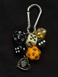 1 st unisex moderiktig lyckotärningsnyckelring, nytt snyggt mångfacetterat tärningsfodral till telefon, väska, bilnyckelring med hänge - Multifärgad - Visa 2