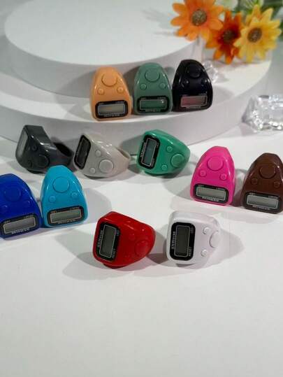 Inel electronic cu buton pentru numărare, design minimalist, Tasbih islamic compact și portabil, potrivit pentru utilizare zilnică și scopuri comerciale, numărător electronic de mărgele de rugăciune cu buton de numărare manuală, inel pentru numărare cu culori aleatorii, accesoriu pentru calculator, aplicabil pentru magazine și uz comercial
