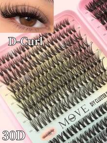 640片装30+40+50+60D卷翘度假睫毛册，混合长度簇状假睫毛，可重复使用，自然蓬松，DIY睫毛嫁接，提升妆容，适合日常、派对、旅行、节日礼物，手工制作，猫眼假睫毛 - D - 查看 4