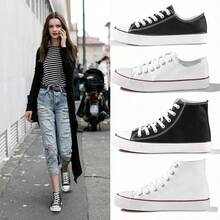 Womens Canvas Sneakers High Top Lace Ups Casual Walking Shoes - màu đen - Xem 6