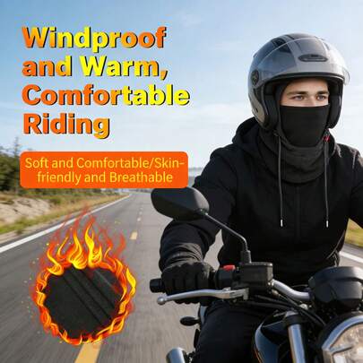 防风保暖全脸骑行面罩、滑雪头套、两用保暖颈套和兜帽，适合大头围