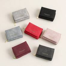 High-Quality Korean Style Minimalist Velvet Trifold Student Wallet, Women Coin Purse - Small - View 8