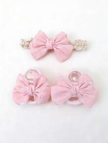 1 đôi tất cotton màu hồng khoét lỗ cho bé gái và 1 băng đô công chúa, thích hợp cho bé gái 0-12 tháng tuổi chụp ảnh, mùa xuân/hè. - Nhiều màu - Xem 6