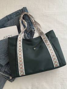 New Canvas Bag For Women, Large Capacity Shoulder Bag With Wide Strap, File Bag, Fashion Sweet Commuter Tote Bag - Multicolor - View 15