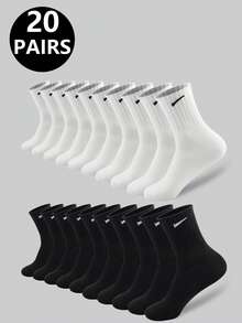 1双/5双/6双装 女士休闲长袜，简约舒适，日常穿着，男女通用中筒袜，秋季款 - 彩色 - 查看 2