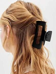 4个简约方形哑光发夹，时尚发爪发卡，女士适用 - 彩色 - 查看 3