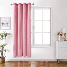 2 Paneele Sternausschnitt Verdunkelungsvorhänge, einfarbige Vorhänge mit Spitze Schirm Schichten, geeignet für Schlafzimmer, Wohnzimmer, Mädchenzimmer - Pink - Übersicht 35