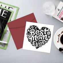 1pc Funny "Best Mom Ever" Greeting Card With Envelope, Heartfelt Mother's Day Card For Mom, Birthday Card, Thank You Card, Birthday & Mother's Day Gift From Daughter & Son - A - View 4