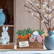 1 món đồ trang trí để bàn bằng gỗ chủ đề Phục Sinh mùa xuân, hình thỏ Phục Sinh và cà rốt, tượng thỏ Phục Sinh dễ thương, thích hợp cho lễ Phục Sinh, các bữa tiệc và các dịp trang trí bàn làm việc và nhà cửa khác. - Nhiều màu - Xem 4