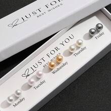 10pcs/Box Elegant Pearl Stud Earrings Set, Versatile Casual Pearl Ball Earrings, Suitable As Gifts For Friends - Multicolor - View 7
