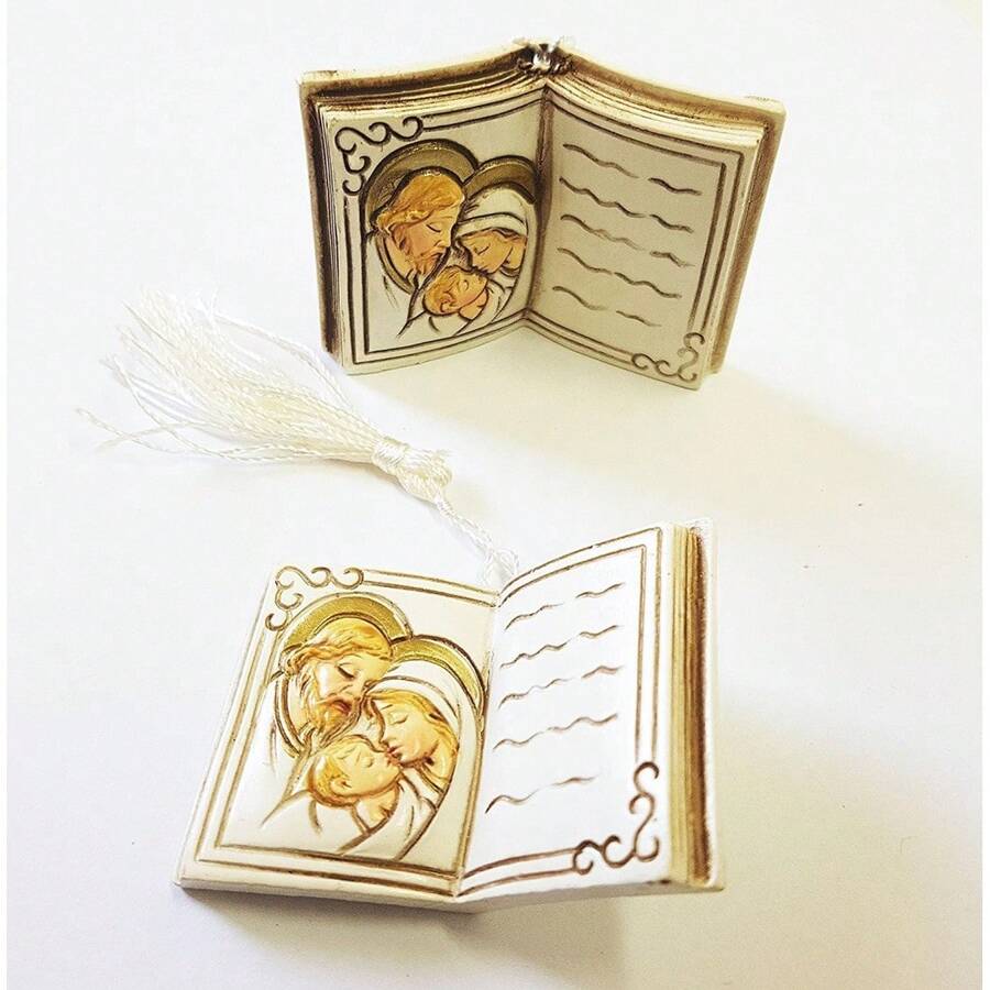 OISE ART STORE Bomboniera Bomboniere Libro Con Natività San Giuseppe Madonna Bambino Bianco Oro - - Multicolore - Visualizzare 1