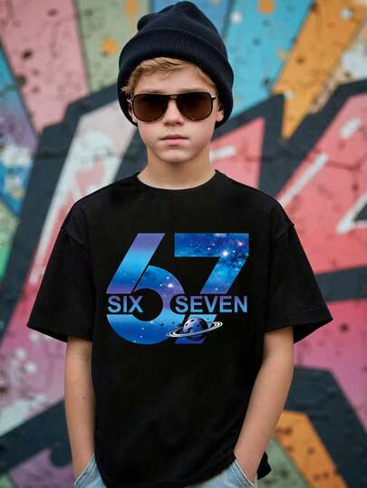 青少年男孩卡通图案印花短袖T恤