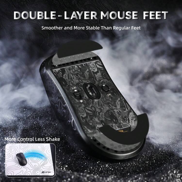 ATTACK SHARK R11 Ultra 8K Carbon Fiber Wireless Gaming Mouse With 42000 DPI-PAW3950 MAX Sensor-49g Lightweight,Nordic 52840 MCU Chip,Wired/BT/2.4Ghz Programmable,RGB Coiled Cable For PC - Multicolor - View 6