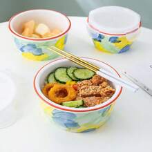 带盖陶瓷食品储存容器，密封午餐盒 - 彩色 - 查看 5