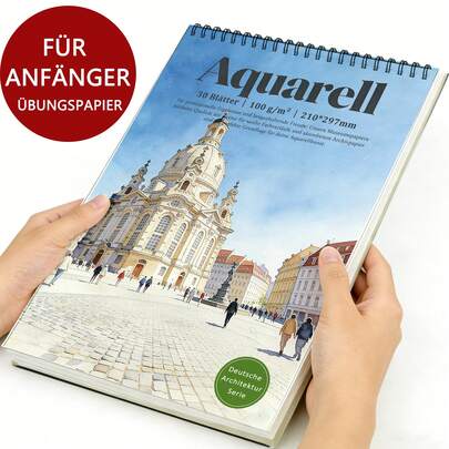 4-Pack A4 Watercolor Sketchbook - 100gsm Acid-Free Watercolor Paper, 30 Pages, Suitable For Landscape Painting, Travel Journals, Urban Sketching. Ideal For Beginners To Intermediate Artists, Art Lovers Gift - Painting Pad