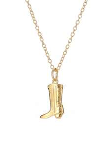 1pc Gold Boot Pendant Necklace For Men And Women, Retro Western Cowboy Stainless Steel Hip Hop Punk Chunky Chain Necklace, Unisex Jewelry Gift - Vintage Gold Boot Necklace - View 11