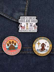 1Set ANTI HUMAN GOD&DOG Brooch Enamel Pins GOD IS GREAT DOGS ARE GOOD AND PEOPLE ARE CRAZY Brooches Clothes Lapel Badge Jewelry Gift - Multicolor - View 8