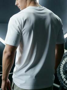 Men's Sports T-Shirt, Solid Color Round Neck T-Shirt, Men's Fitness Wear, Outdoor Sports, Comfortable Fabric, Breathable And Moisture-Wicking, Essential For Sports Enthusiasts White - White - View 3