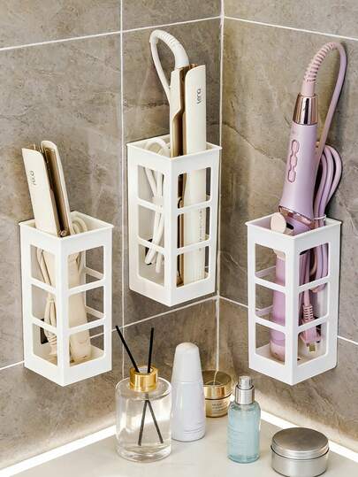 2pcs Wall Mounted Hair Tool Storage Rack, Suitable For Curling Iron, Flat Iron, Hair Straightener And Hair Dryer Bathroom Storage And Organization