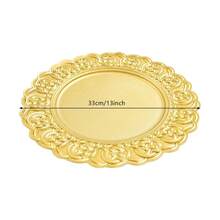 kangten Yellulu 100 PCS Antique Charger Plates Bulk, 13" Plate Chargers For Dinner Plates, Round Reef C-Hargers, Plastic Plate Chargers Bulk, For Dinner Wedding Table Setting Decoration (100 Pack-Gold) A Nice Gift - 100 Pack-gold 8 - View 5
