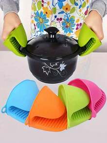 1pc Heat Resistant Silicone Oven Mitt, Suitable For Microwave, Baking, Kitchen, Home Use - Multicolor - View 7