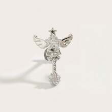 1pc Fashionable & Cute Star Rhinestone Stainless Steel Earrings, Suitable For Women's Daily Wear - Multicolor - View 7