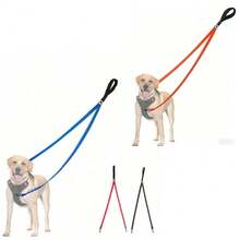 2-Point Control Dog Leash, Can Be Used With Anti-Pull Chest Harness, Thick Reflective Traction Rope, Dog Training Leash, Convertible To Single Rope, Suitable For Medium To Large Dogs - Multicolor - View 1