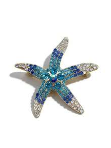 1pc Cartoon Zinc Alloy Rhinestone Starfish Brooch Pin, Exquisite Boutique Lapel Pin, DIY Suit Decor Dress Accessories Pin For Clothes Bag Charm School Office Accessories Shirts Jacket Jewelry Christmas Halloween Clothes Pin Funny Cute Teacher Gifts - Multicolor - View 3