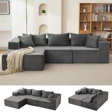 Techigher Comfy Cloud Sectional Couch With Chaise, L Shaped Sofa, Fluffy Couches For Living Room, Modular Sofa Couch & Bed, No Assembly Required - Gray, Left Facing Chaise - View 2