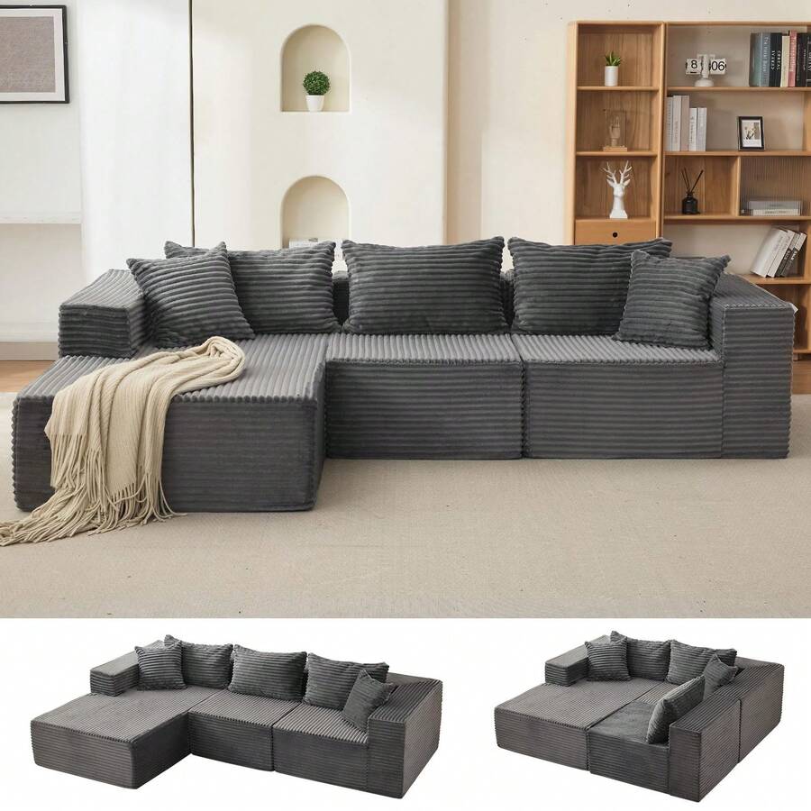 Techigher Comfy Cloud Sectional Couch With Chaise, L Shaped Sofa, Fluffy Couches For Living Room, Modular Sofa Couch & Bed, No Assembly Required