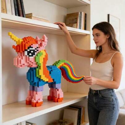 5000 PEZZI DI BLOCCHI UNICORNO FAI-DA-TE Decorazione, Decorazione per la casa, Regalo per le vacanze per età 14+, Materiale ABS, Regalo ideale per le vacanze di Natale e Ognissanti, Decorazione per le vacanze, Decorazioni natalizie, Atmosfera festiva, Esposizione decorativa, Design creativo, Costruzione durevole, Struttura grande, Kit di montaggio, Esposizione da collezione, Giocatori