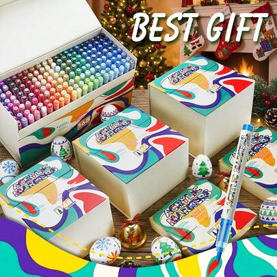 12/24/26/48/60/80/120/168 Colores Juego de Bolígrafos de Pintura y Graffiti, Rotuladores Acrílicos con Puntas Flexibles, Juegos de Colores Mixtos, Resistentes al Agua y Superponibles para Pintura de Graffiti DIY, Adecuados para Pintura de Rocas, Caligrafía, Scrapbooking, Escritura a Mano, Tarjetas, Papel Negro, Pintura de Piedras, Decoraciones Navideñas, Madera, Plástico, Lienzo, Empaque de Caja de Regalo Exquisita, Especialmente Adecuado para Regalos de Estudiantes Niños/Niñas, Regreso a la Escuela y Recompensas de Maestros.