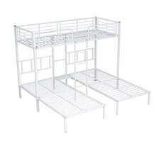 [30544849SAA] Letto a castello triplo con scaletta per bambini e ragazzi, letto in ferro con sponda di  e tavolo, nero 90x200cm*3 - Bianco - Visualizzare 9