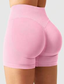 VOYJOY Women Workout Gym Impact Shorts Elieen Hidden Scrunch Butt Lifting Mid Low Waist 4.5" Seamless Shorts  Gym Shorts Black Shorts  Gym Shorts For Women Summer Women Clothes Pink Shorts  Summer Shorts For Women - Hồng - Xem 4
