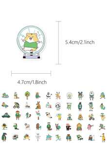 50pcs Funny Animal Clipart Stickers Cute Cartoon Characters For Phone Case, Laptop, Water Bottle, Journal, Desktop, Waterproof Decals - Multicolor - View 2