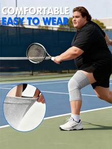 1 Pair - Extra Large High Elastic Knitted Compression Knee Sleeve, Breathable & Comfortable, Plus Size Knee Brace, Unisex, Grey/Black/Yellow, Suitable For Weight Up To 310 Lbs/140 Kg - Multicolor - View 8