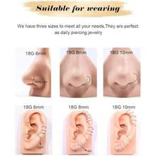 Pendientes de aro pequeños y delicados chapados en oro de 18k, aros pequeños con bisagra de acero quirúrgico de 18G para lóbulo, cartílago, hélix, rook, daith, concha, nariz, labio y perforaciones corporales. Accesorios de joyería versátiles perfectos para usar mientras nadas, te bañas, haces ejercicio. Excelentes para el Día de San Valentín, cumpleaños, Día de la Madre y sorpresas de vacaciones. - Multicolor - Ver 9