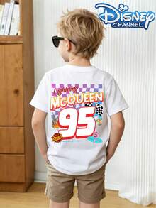 This Disney Pixar Cars Lightning McQueen #95 Race Car Graphic Crewneck T-Shirt Is Perfect For Boys And Girls To Wear To Holiday Parties, Family Gatherings, Outdoor Activities, Travel, And As A Gift For Children Visiting Disneyland. - 白色 - 查看 2