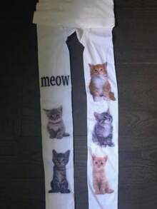 1双女士天鹅绒猫咪印花连裤袜，可爱迷人，猫咪爱好者必备，时尚性感，优雅美丽，舒适百搭，适合各种节日，尤其适合情人节、情侣约会、日常出行和通勤——多种尺码可选 - 彩色 - 查看 10