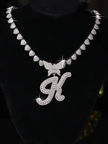 CVNANA Unisex Rhinestone Chain Necklace, Hip Hop Letter Pendant Necklace, Lip Shaped Pendant, Jewelry, Gift For Girls - 1003 - View 11