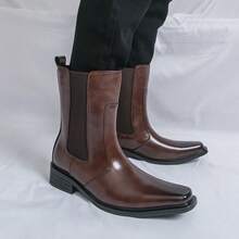 Giày bốt cao cổ bằng da chất lượng cao, giày bốt cao cổ nhẹ, giày bốt Chelsea da thời trang đường phố dành cho nam giới. - màu nâu - Xem 7