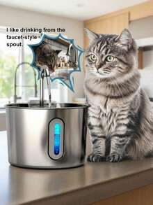 3.2L/2.8L Large Capacity Cat Water Dispenser, 304 Stainless Steel Pet Water Fountain, Circulating Filtered Water, Automatic Water Feeder, Quiet Water Pump, Suitable For Cats And Dogs, Visible Window Design - Multicolor - View 9