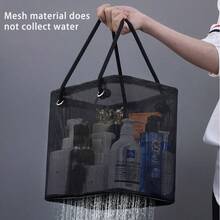 1 PC Washbasin Basket, Classic Black, With Handle, Mesh Design To Prevent Water Retention, A Helpful Tool For Storing Towels. - Mô hình màu đen trong suốt - Xem 5