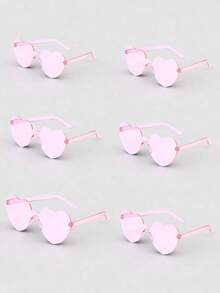 1pcs Heart Shaped Party Glasses, Colorful Candy Heart Rimless Glasses, Festival Accessories, Unisex Heart Photo Booth Glasses, Mother's Day, Graduation, Party, Valentine's Day, Wedding - Hồng - Xem 5